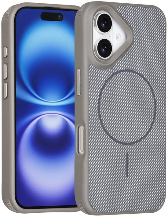 iPhone 17 Hoesjes – Carbon Fiber Backcover – Schokbestendig – Grijs-Ilumina Benelux