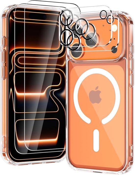 iPhone 17 Pro Hoesjes – Transparante Backcover – Schokbestendig – MagSafe – Incl. 2x Screenprotector & Camera Lens Protector-Ilumina Benelux