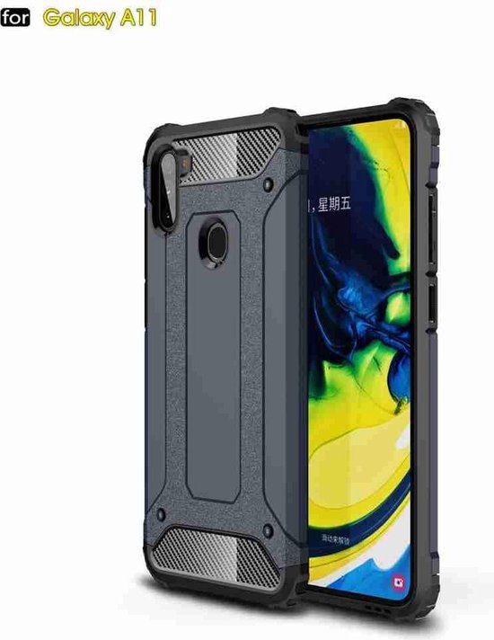 Samsung Galaxy A11 Hoesjes – Armor Hybrid Backcover – Schokbestendig – Blauw-Ilumina Benelux