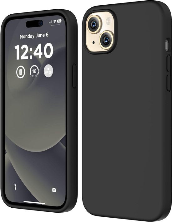 iPhone 15 Plus Hoesjes – Liquid Silicone Backcover – Flexibel TPU – Schokbestendig – Zwart-Ilumina Benelux
