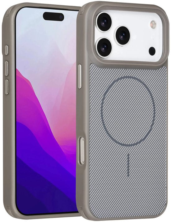 iPhone 17 Pro Max Hoesjes – Carbon Fiber Backcover – Schokbestendig – Grijs-Ilumina Benelux
