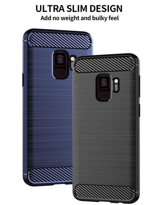 hoesje Geschikt voor: Samsung Galaxy S9 Plus Brushed Backcover - Zwart