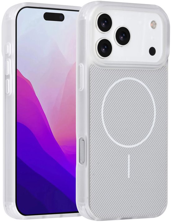 iPhone 17 Pro Max Hoesjes – Carbon Fiber Backcover – Schokbestendig – Wit-Ilumina Benelux
