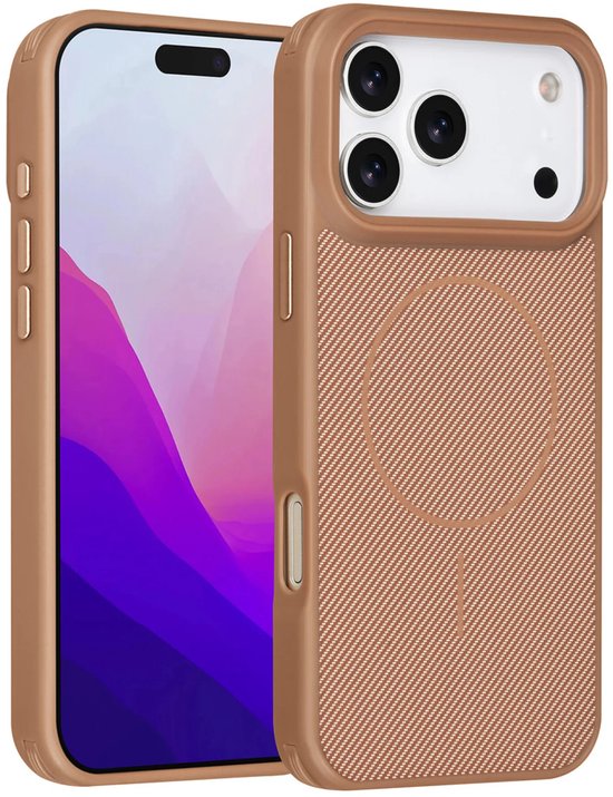 iPhone 17 Pro Max Hoesjes – Carbon Fiber Backcover – Schokbestendig – Bruin-Ilumina Benelux