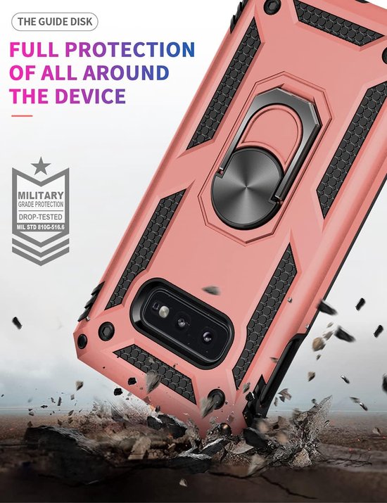 Samsung Galaxy S10e Hoesjes – Hybride Ring Armor Backcover – Schokbestendig – Anti-Shock – Roségoud-Ilumina Benelux