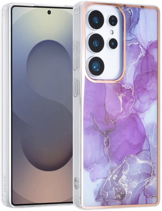 Samsung Galaxy S25 Ultra Hoesjes – TPU Backcover – Marmer Print – Paars-Ilumina Benelux