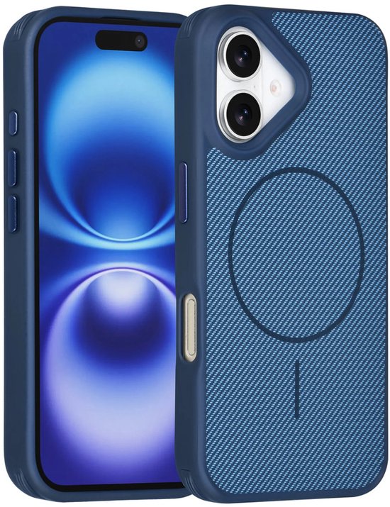 iPhone 17 Hoesjes – Carbon Fiber Backcover – Schokbestendig – Blauw-Ilumina Benelux