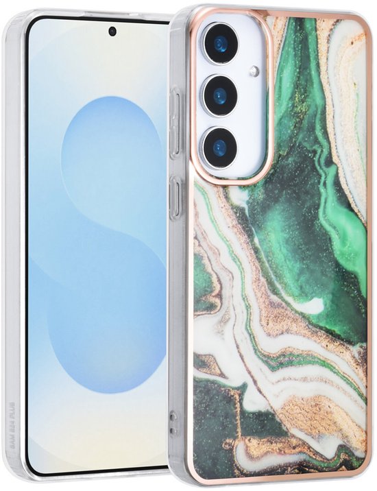 Samsung Galaxy S25 Hoesjes – TPU Backcover – Marmer Print – Groen-Ilumina Benelux