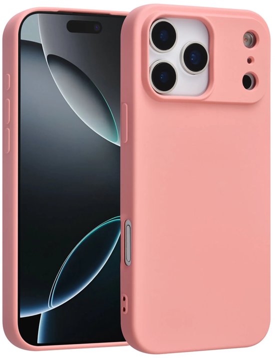 iPhone 17 Pro Max Hoesjes – Liquid Siliconen Backcover – Soft Touch – Schokbestendig – Zalmroze