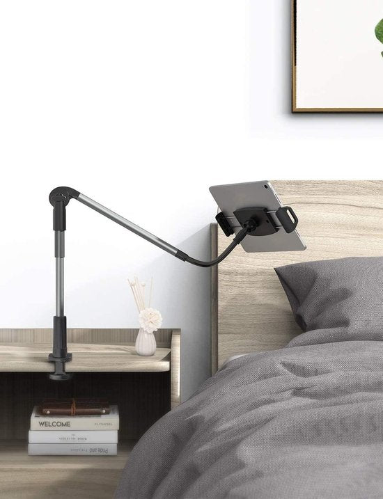 Tablethouder – Voor 4 t/m 11 inch Tablets & Smartphones – 360° Draaibare Arm – Bureau, Bed, Tafel - Statief arm - Universele Klemhouder Geschikt voor: iPad, iPhone, Samsung, Huawei
