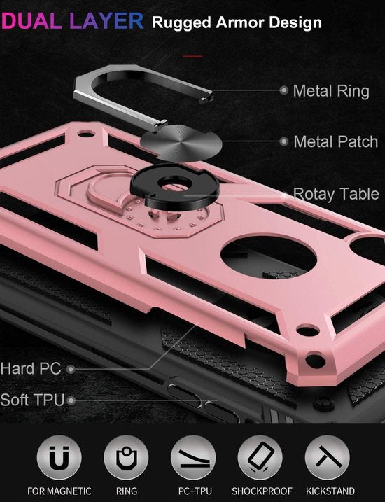 iPhone XS Max Hoesjes – Anti-Shock Hybride Ring Armor Backcover – Schokbestendig – Roségoud-Ilumina Benelux