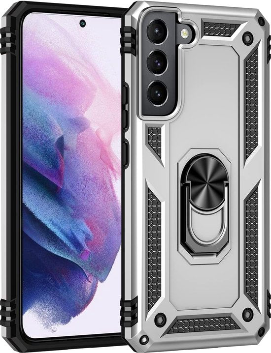 Samsung Galaxy S22 Plus Hoesjes – Hybride Ring Armor Backcover – Schokbestendig – Zilver-Ilumina Benelux