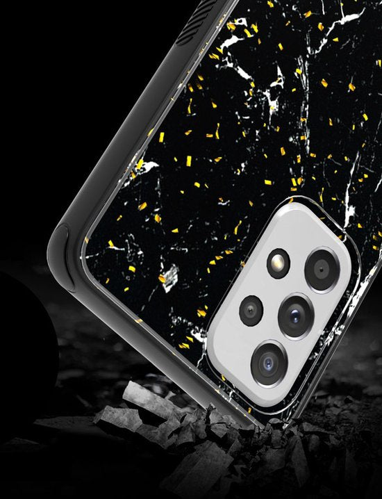 Samsung Galaxy A33 5G Hoesjes – Siliconen Backcover met Print – Schokbestendig – Zwart