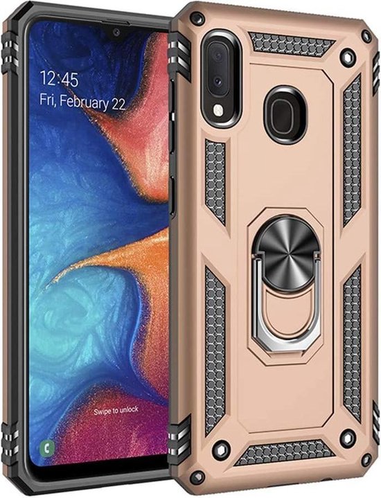 Samsung Galaxy A30S Hoesjes – Anti-Shock Hybride Ring Armor Backcover – Schokbestendig – Goud-Ilumina Benelux