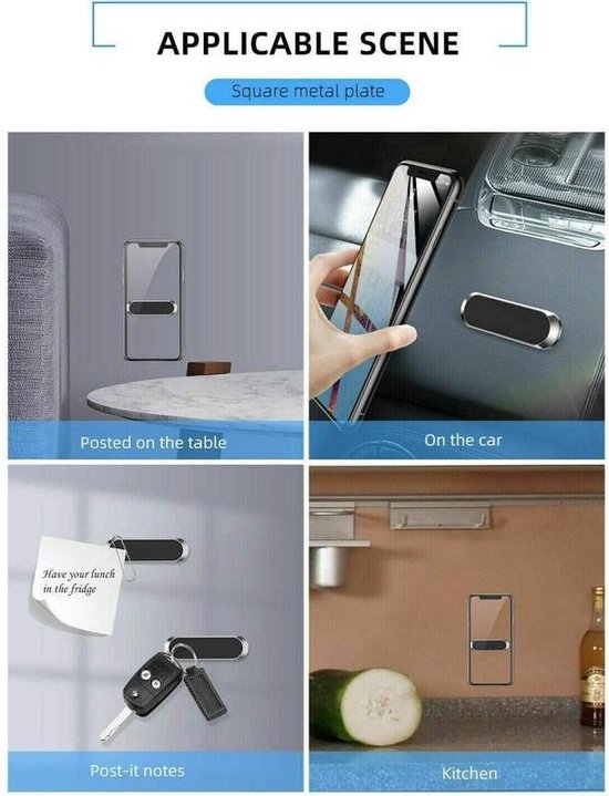 Telefoonhouder auto – Magnetische dashboardhouder – Ook voor muur bed keuken kantoor – Sterke magneet – Zwart-Ilumina Benelux