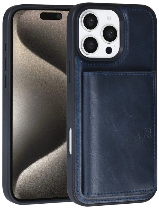 iPhone 16 Pro Max Hoesjes – Backcover – Afneembare Pasjeshouder – Blauw-Ilumina Benelux