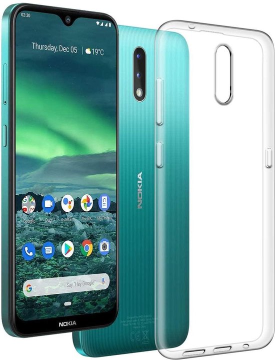 Nokia 2.3 Hoesjes – Transparante TPU Siliconen Backcover – 2x Gehard Glas Screenprotector – Anti-kras-Ilumina Benelux