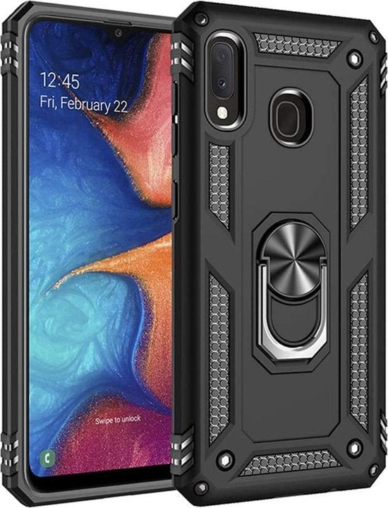 Samsung Galaxy A30S Hoesjes – Anti-Shock Hybride Ring Armor Backcover – Schokbestendig – Zwart-Ilumina Benelux