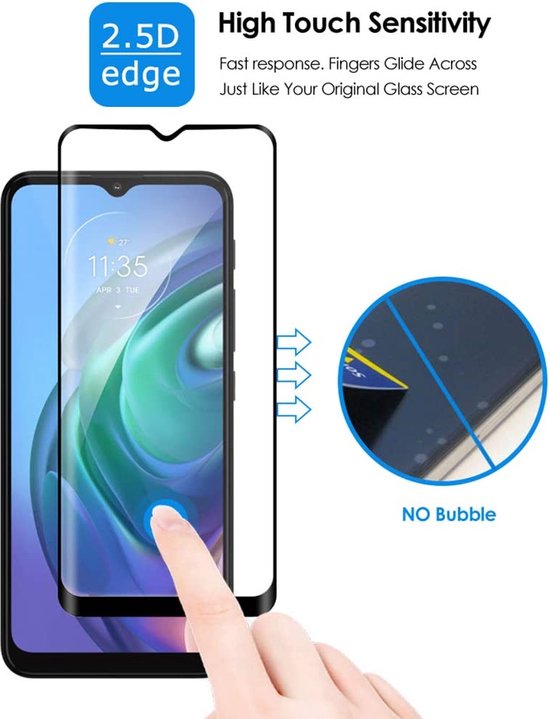 Full Cover Screenprotector - Geschikt voor Motorola Moto G10 / G20 / G30 Full Screenprotector 5x - 9H Glas