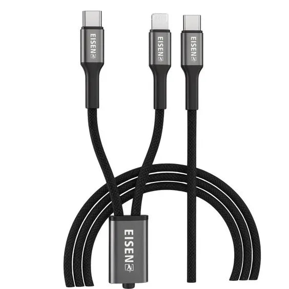 2-in-1 USB-C naar Lightning en USB-C Fast Charging Kabel 1.2 Meter-Ilumina Benelux