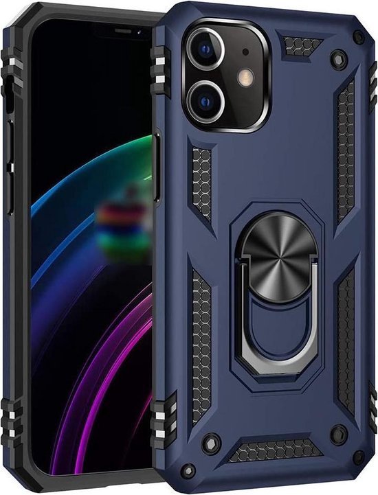 iPhone 12 Pro Hoesjes – Anti-Shock Hybride Ring Armor Backcover – Schokbestendig – Blauw-Ilumina Benelux