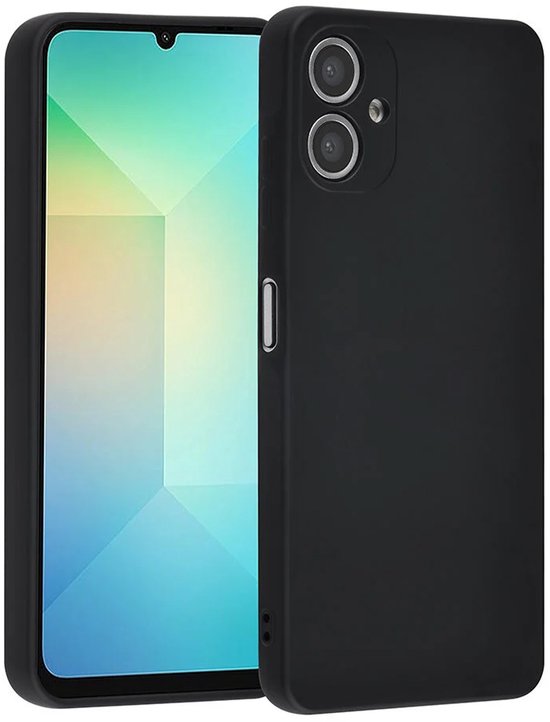 Silicone hoesje Zwart met 3x Screenprotector Glas Geschikt voor: Samsung Galaxy A06