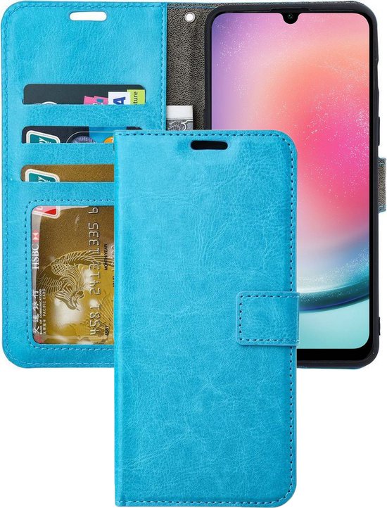 Portemonnee Hoesje - 2 Pack Screenprotector Geschikt voor: Samsung Galaxy A25 4G & 5G - Turquoise