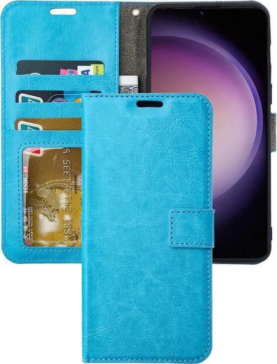Samsung Galaxy S23 Ultra Hoesjes – Portemonnee Book Case – Pasjeshouder – Magneetsluiting – Turquoise-Ilumina Benelux