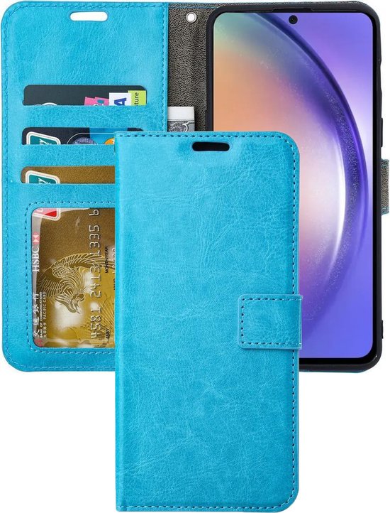 Samsung Galaxy A35 Hoesjes – Portemonnee Book Case – Pasjeshouder – 2x Gehard Glas Screenprotector – Turquoise-Ilumina Benelux