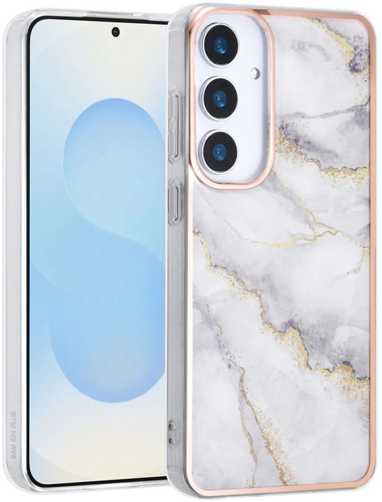 TPU Back Cover hoesje - Marble Grijs Print - Geschikt voor: Samsung Galaxy S25