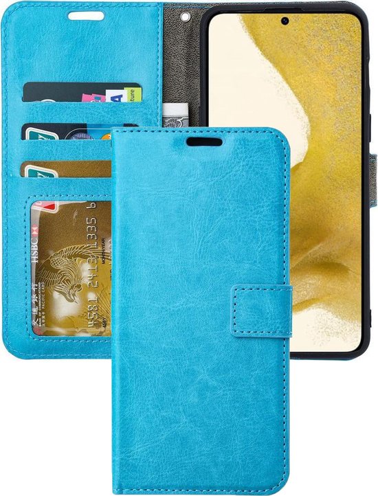 Samsung Galaxy S22+ Hoesjes – Portemonnee Book Case – Pasjeshouder – Magneetsluiting – Turquoise-Ilumina Benelux
