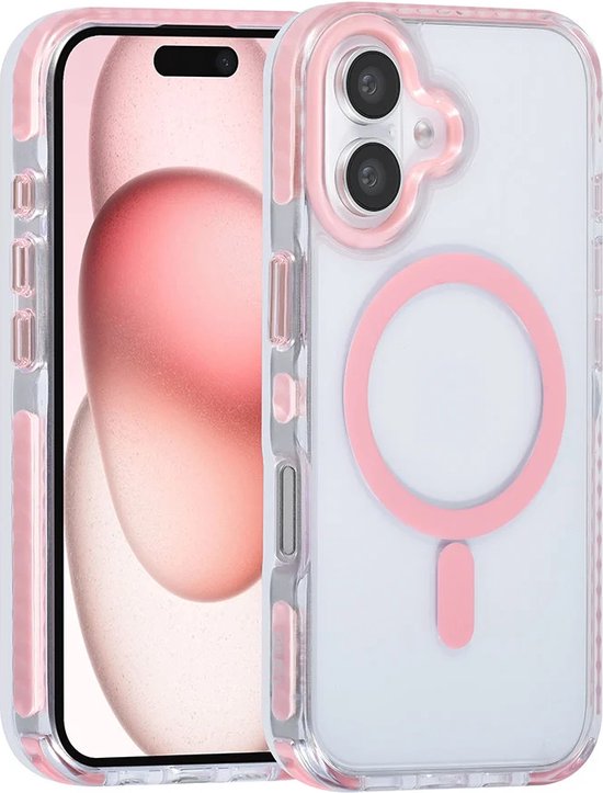 iPhone 16 Plus Hoesjes – MagSafe Backcover – Hoes met Koord – Roze-Ilumina Benelux