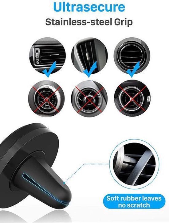 Telefoonhouder auto – Magnetisch – Voor Ventilatierooster – Universeel – Zwart-Telefoonhouders-Ilumina Benelux