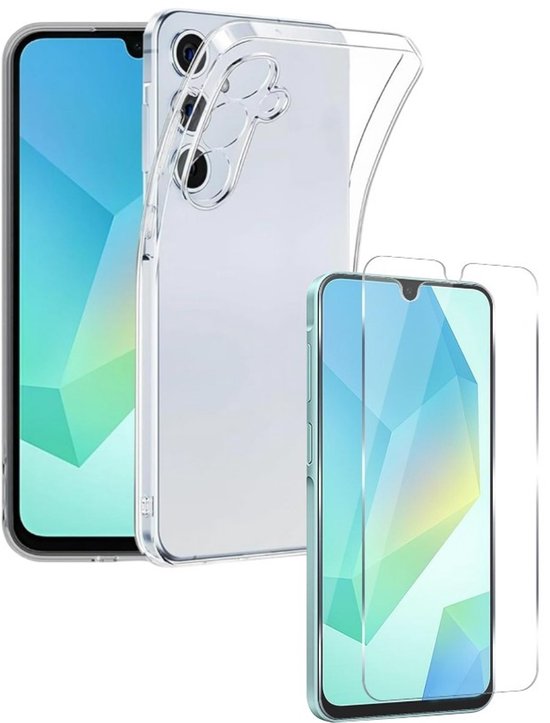 Samsung Galaxy A16 5G Hoesjes – Siliconen Backcover – Transparant – Inclusief 2x Screenprotector – Soft Cover-Ilumina Benelux