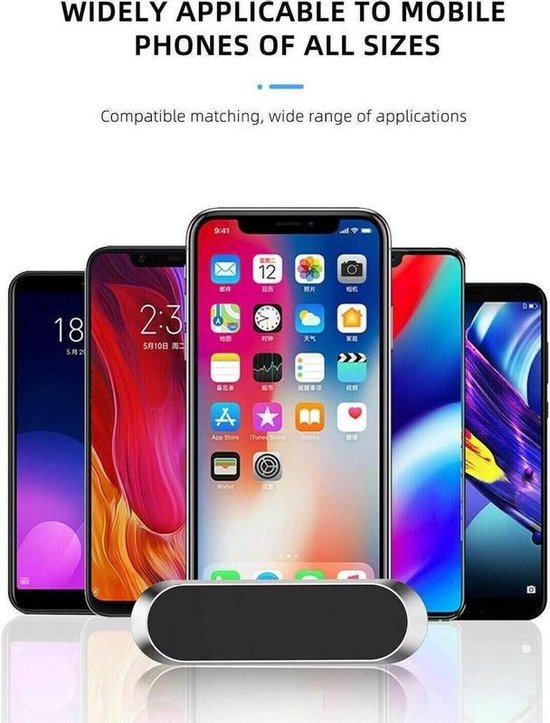Telefoonhouder auto – Magnetische dashboardhouder – Ook voor muur bed keuken kantoor – Sterke magneet – Zwart-Ilumina Benelux