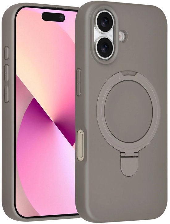 iPhone 17 Hoesjes – Siliconen Backcover – Schokbestendig – Ringstandaard – Titanium Grijs-Ilumina Benelux