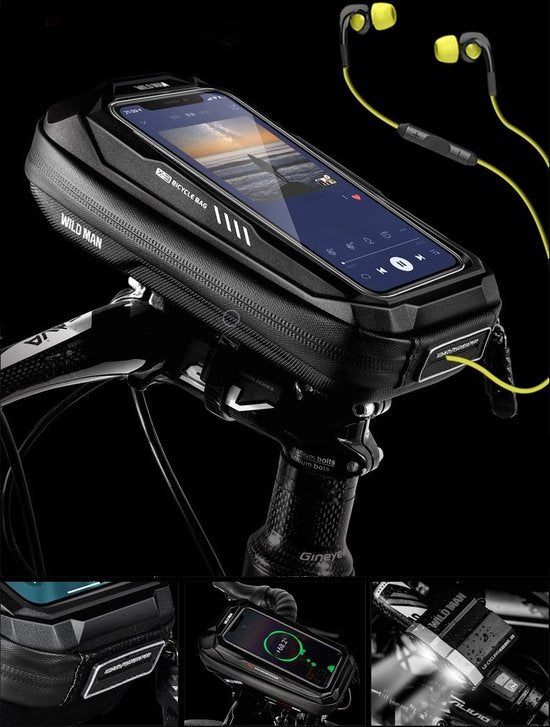 Telefoonhouder fiets – Waterdichte stuurtas – Voor mountainbike – Touchscreen venster – Zwart-Ilumina Benelux