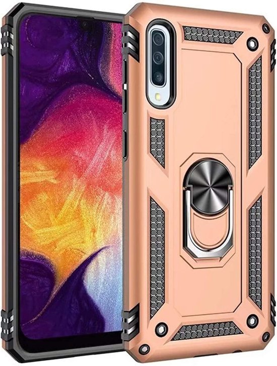 Anti-Shock Hybrid Ring Armor Hoesje Geschikt voor: Samsung Galaxy A50S - goud
