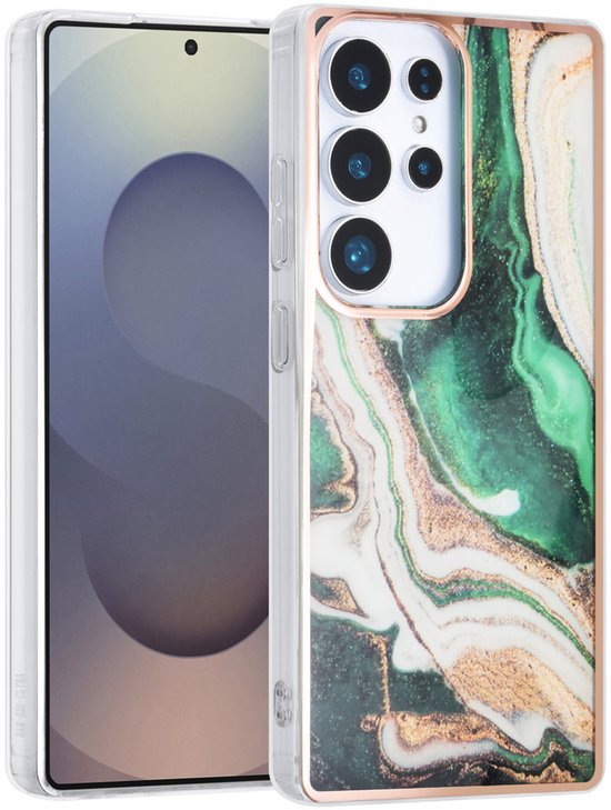 Samsung Galaxy S25 Ultra Hoesjes – TPU Backcover – Marble Print – Groen-Ilumina Benelux