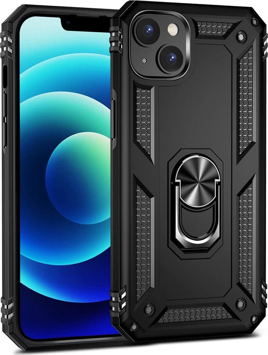 iPhone 14 Plus Hoesjes – Ring Armor Backcover – 360° Draaibare Kickstand Ring – Magneet – Goud-Ilumina Benelux