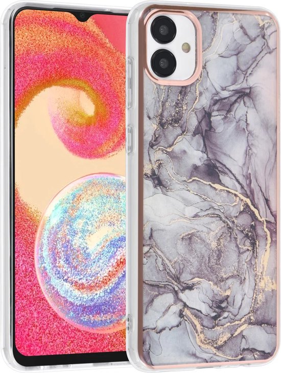 TPU Back Cover hoesje - Marble Grijs - Geschikt voor: Samsung Galaxy A04E