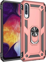 Hoesje Geschikt voor: Samsung Galaxy A20E Rugged Ring Armor schokbestendige Roségoud