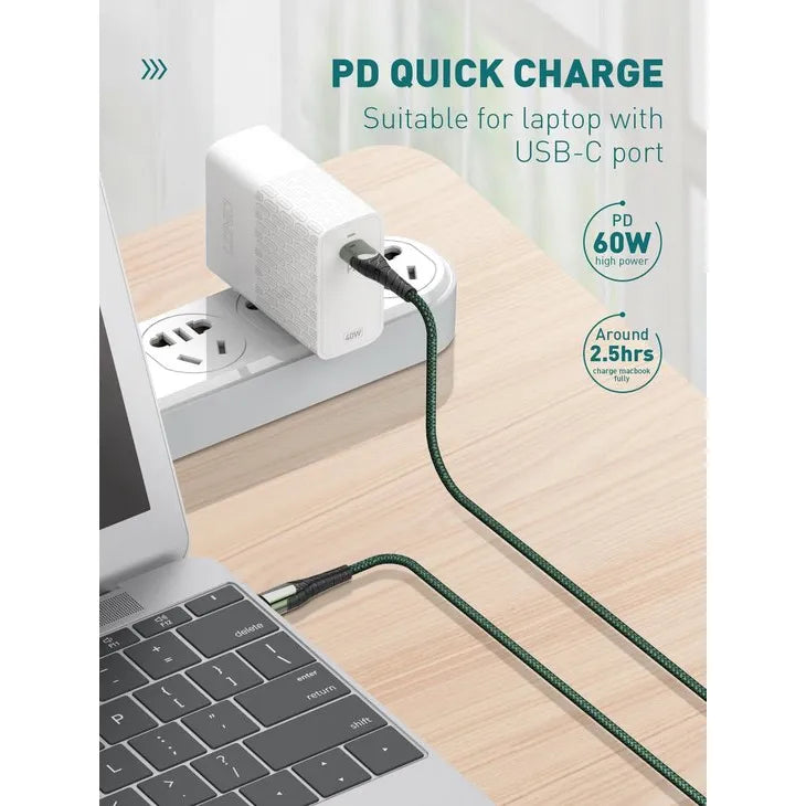 LDNIO LC102 USB-C naar USB-C Kabel – 2 Meter – 65W PD Fast Charge Datakabel – Zwart-Ilumina Benelux