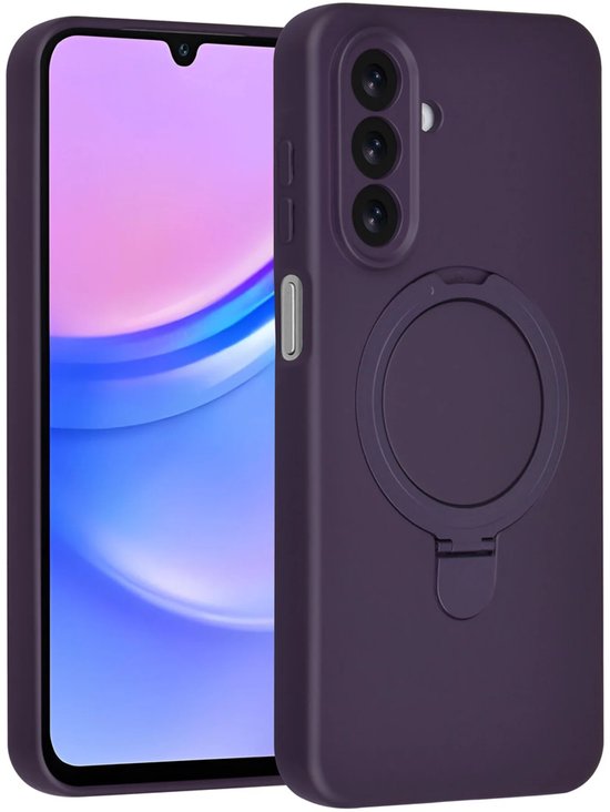 Samsung Galaxy A17 5G & A26 Hoesjes – Siliconen Backcover – Schokbestendig – Ringstandaard – Grape Purple-Ilumina Benelux