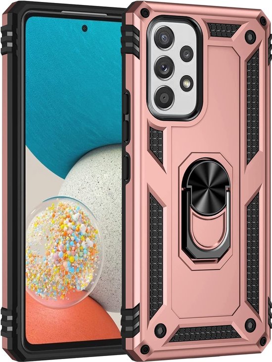 Samsung Galaxy A33 5G Hoesjes – Anti-Shock Hybride Ring Armor Backcover – Schokbestendig – Roségoud-Ilumina Benelux