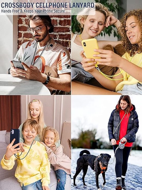 Telefoonkoord Universeel – Telefoonketting voor Smartphone – Verstelbaar Koord – Handsfree Draagband – Zwart-Telefoonkoord-Ilumina Benelux