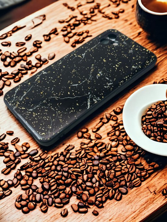 Samsung Galaxy A04 Hoesjes – Siliconen Backcover – Marmer Print – Zwart