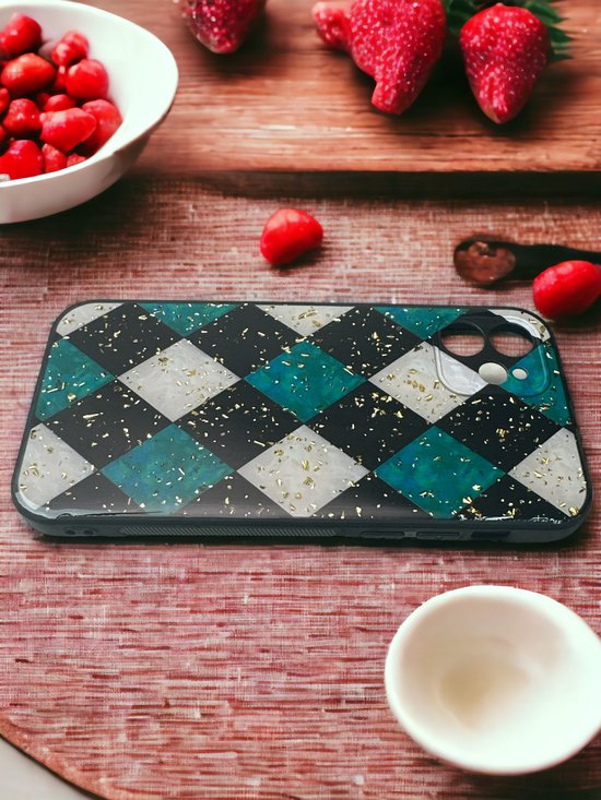 iPhone 12 Pro Max Hoesjes – Siliconen Backcover – Marmer Print – Groen-Ilumina Benelux