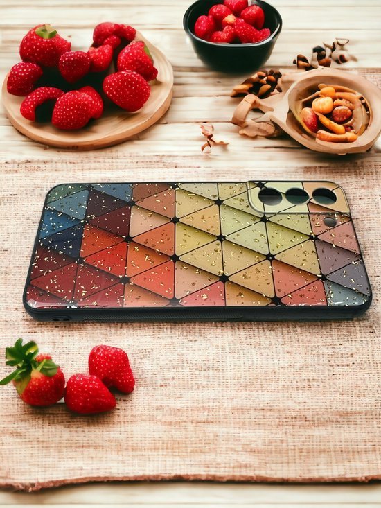 Samsung Galaxy S23 Hoesjes – Siliconen Backcover – Marmer Triangle Print – Schokbestendig-Ilumina Benelux