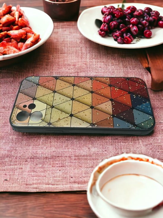iPhone 12 Pro Hoesjes – Siliconen Backcover – Marmer Triangle Print – Schokbestendig-Ilumina Benelux